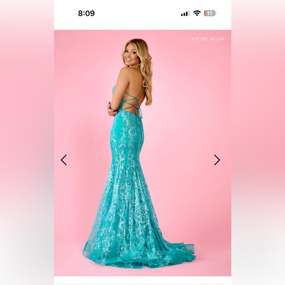 Rachel Allan blue/ teal rom dress